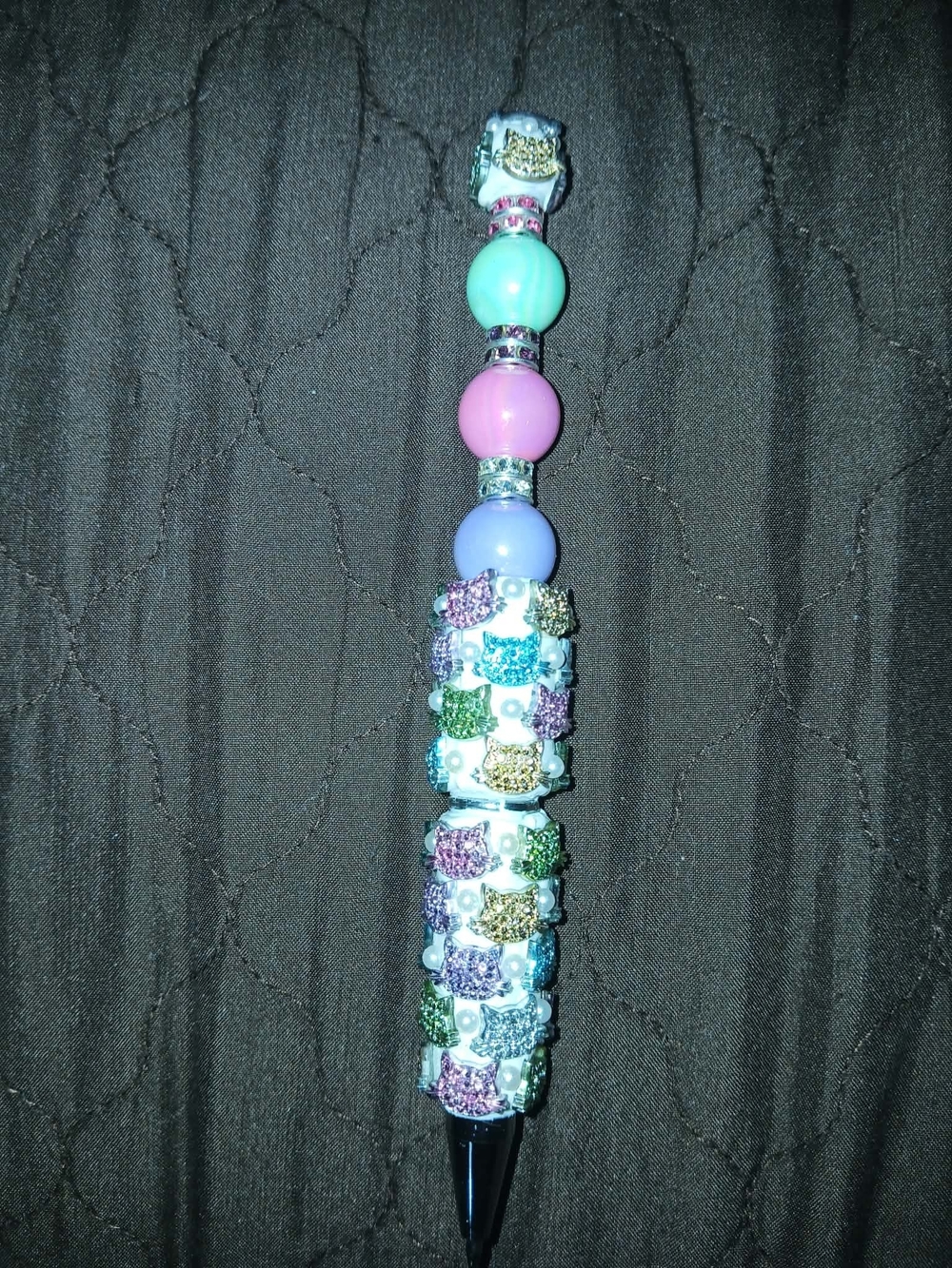 Multicolor Crystal Bead Women's Fashion Pen - Pastel Accent